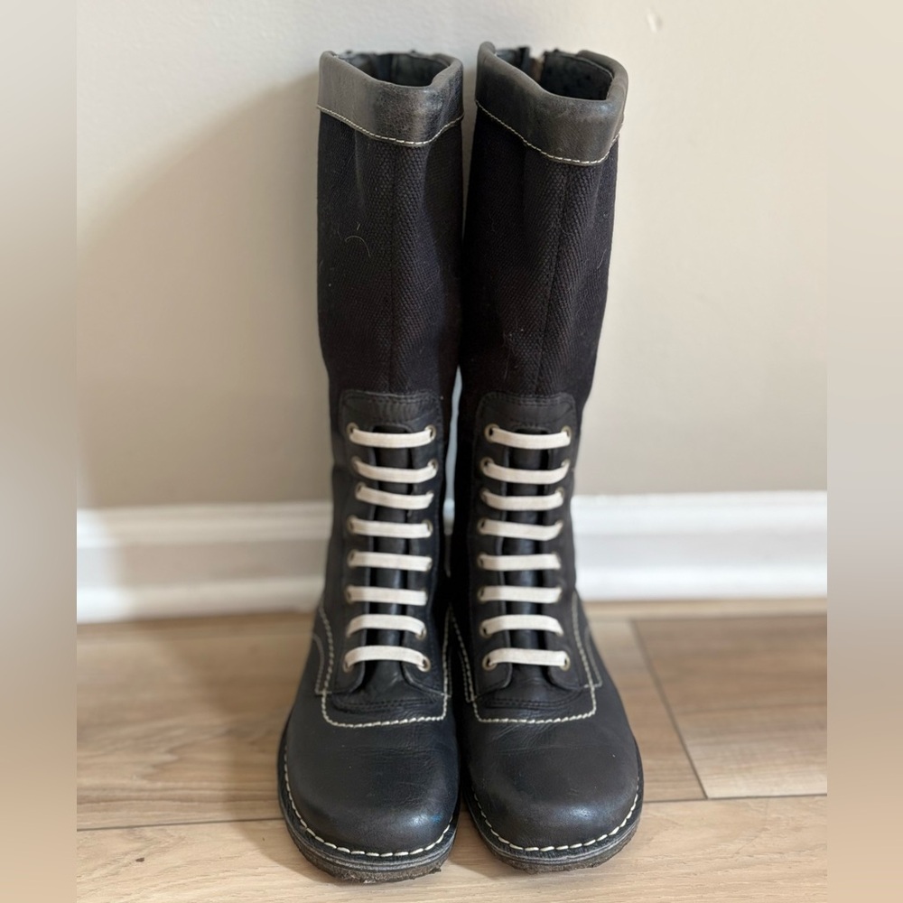 Simple Black Leather Tall Boots